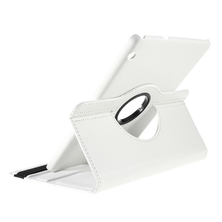 For Huawei MediaPad T3 10 Litchi Skin Leather 360 Degree Rotary Stand Multi-Angle Support Tablet Case - White