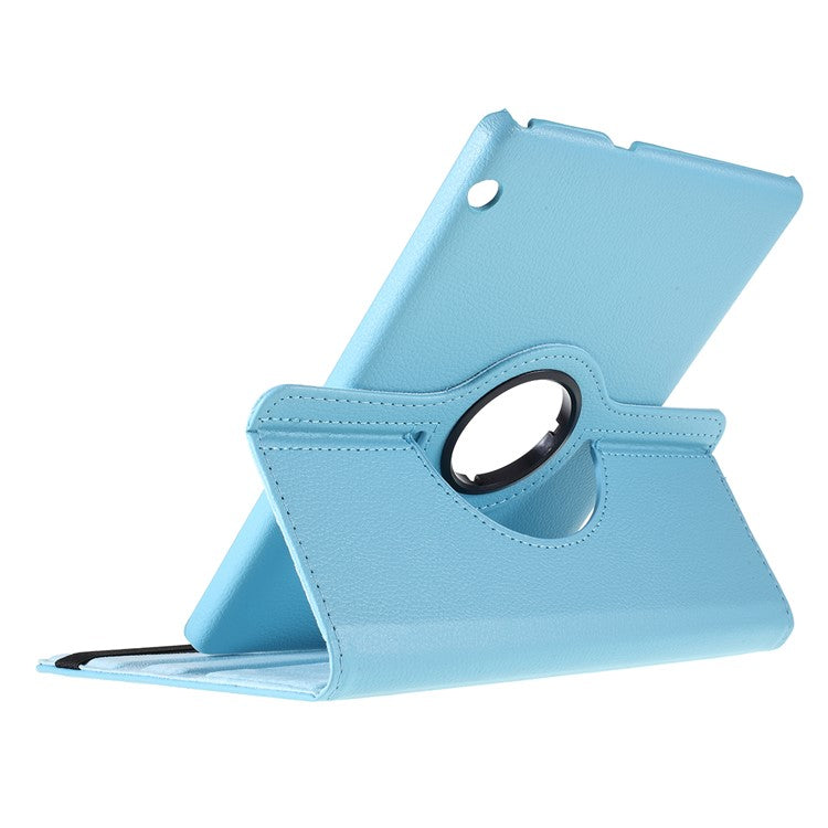 For Huawei MediaPad T3 10 Litchi Skin Leather 360 Degree Rotary Stand Multi-Angle Support Tablet Case - Baby Blue