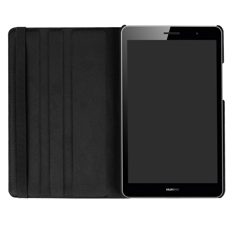 Litchi Skin Leather 360 Degree Rotary Stand Tablet Case for Huawei MediaPad T3 8.0 - Black