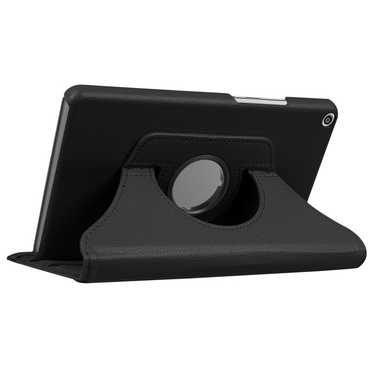 Litchi Skin Leather 360 Degree Rotary Stand Tablet Case for Huawei MediaPad T3 8.0 - Black