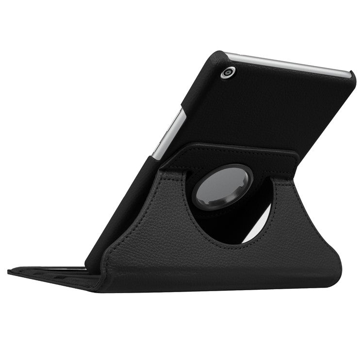 Litchi Skin Leather 360 Degree Rotary Stand Tablet Case for Huawei MediaPad T3 8.0 - Black