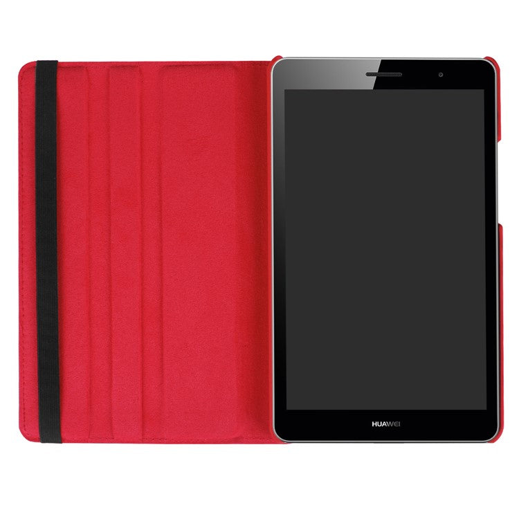 Litchi Skin Leather 360 Degree Rotary Stand Tablet Cover for Huawei MediaPad T3 8.0 - Red