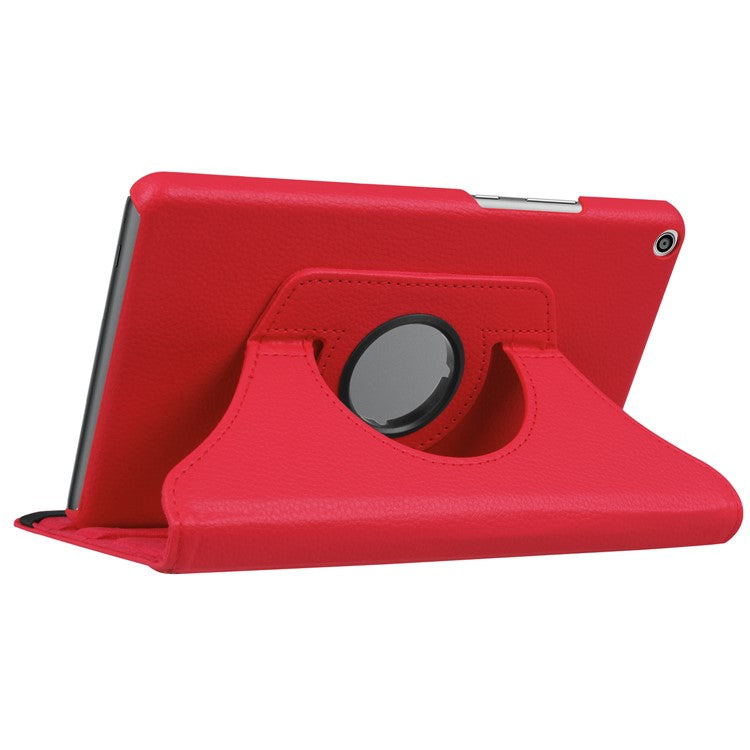 Litchi Skin Leather 360 Degree Rotary Stand Tablet Cover for Huawei MediaPad T3 8.0 - Red