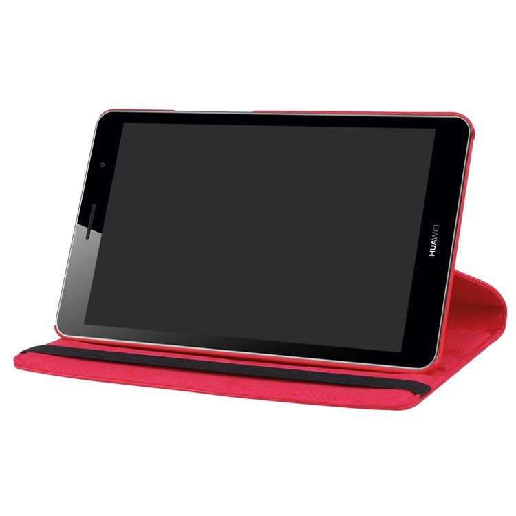 Litchi Skin Leather 360 Degree Rotary Stand Tablet Cover for Huawei MediaPad T3 8.0 - Red