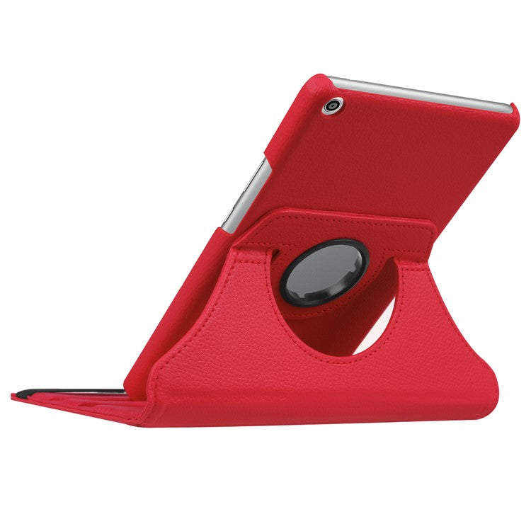 Litchi Skin Leather 360 Degree Rotary Stand Tablet Cover for Huawei MediaPad T3 8.0 - Red