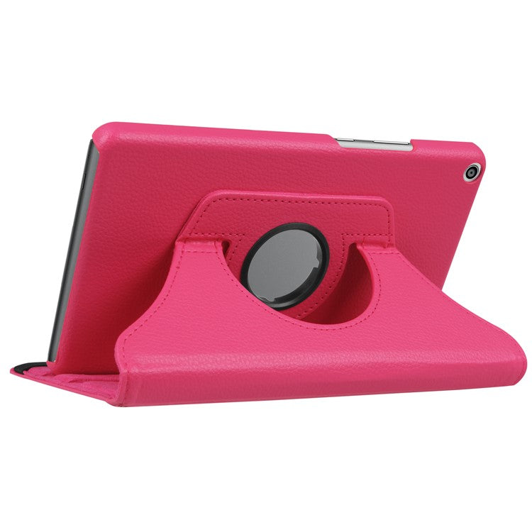 Litchi Skin Leather 360 Degree Rotary Stand Tablet Shell for Huawei MediaPad T3 8.0 - Rose
