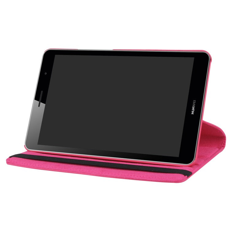 Litchi Skin Leather 360 Degree Rotary Stand Tablet Shell for Huawei MediaPad T3 8.0 - Rose