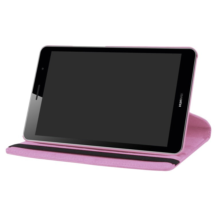 Litchi Skin Leather 360 Degree Rotary Stand Tablet Protective Case for Huawei MediaPad T3 8.0 - Pink