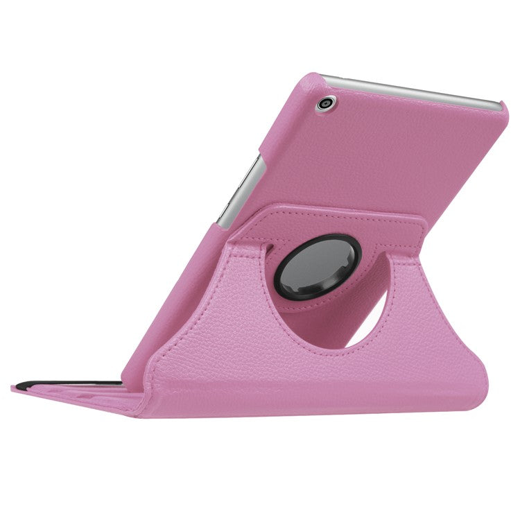 Litchi Skin Leather 360 Degree Rotary Stand Tablet Protective Case for Huawei MediaPad T3 8.0 - Pink