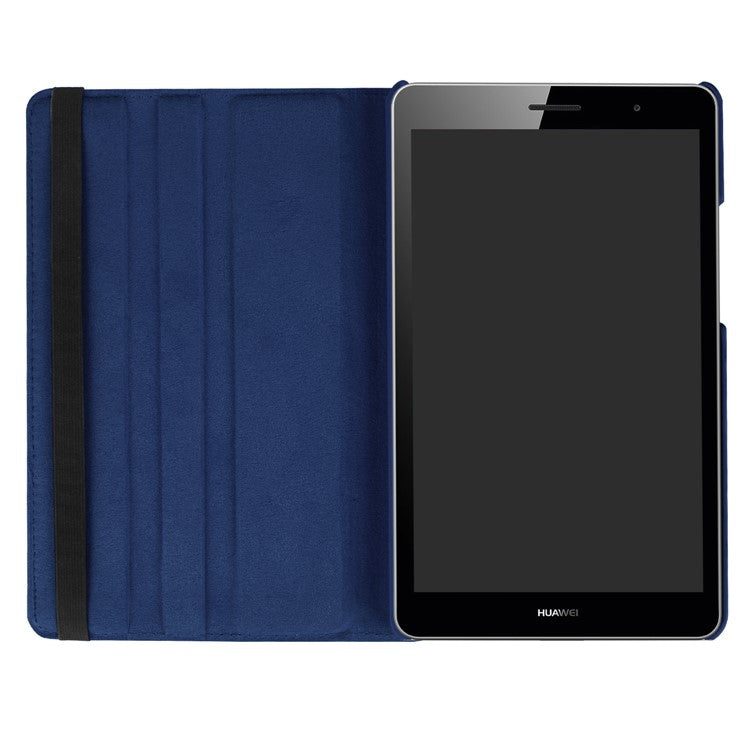 Litchi Skin Leather Tablet Case with 360 Degree Rotary Stand for Huawei MediaPad T3 8.0 - Dark Blue