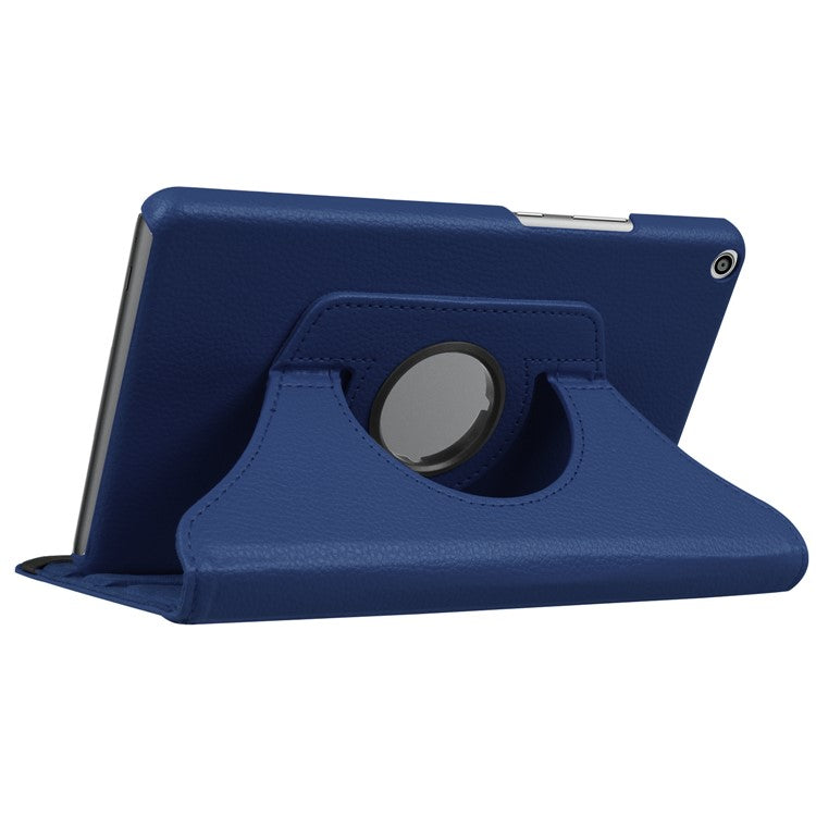 Litchi Skin Leather Tablet Case with 360 Degree Rotary Stand for Huawei MediaPad T3 8.0 - Dark Blue