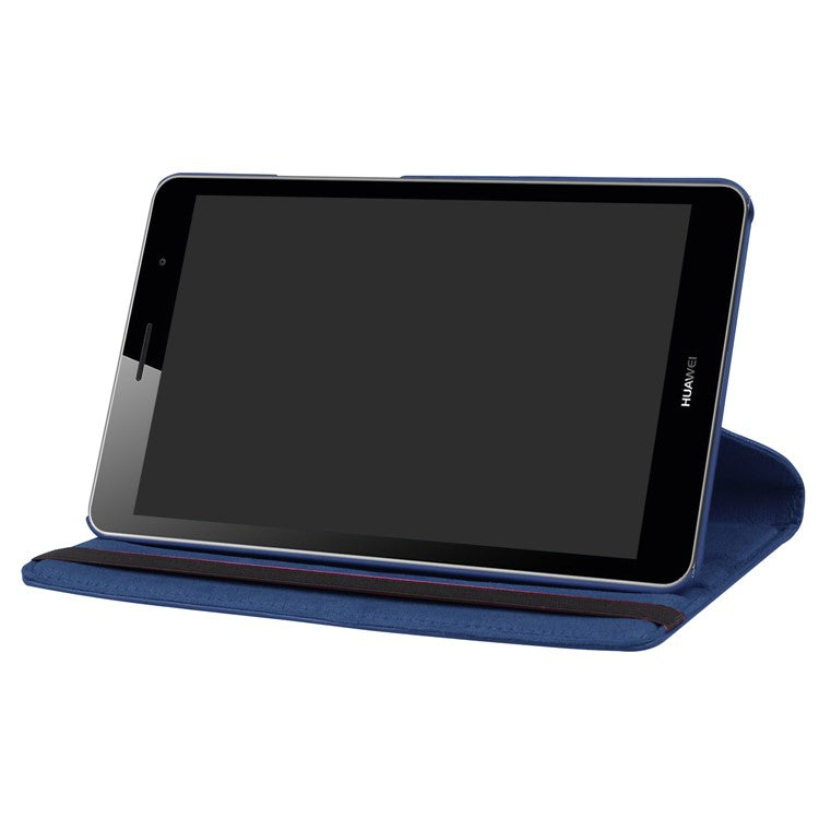 Litchi Skin Leather Tablet Case with 360 Degree Rotary Stand for Huawei MediaPad T3 8.0 - Dark Blue