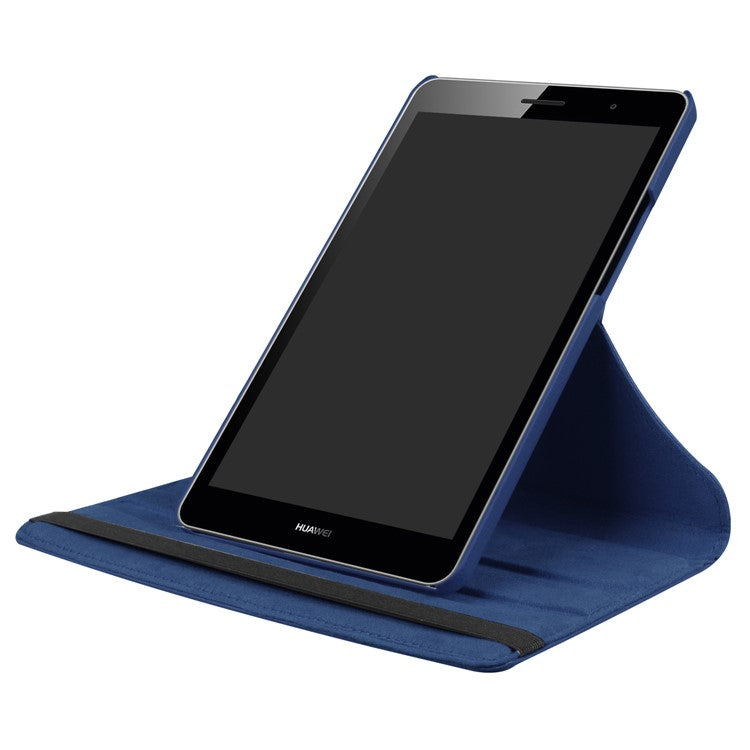 Litchi Skin Leather Tablet Case with 360 Degree Rotary Stand for Huawei MediaPad T3 8.0 - Dark Blue
