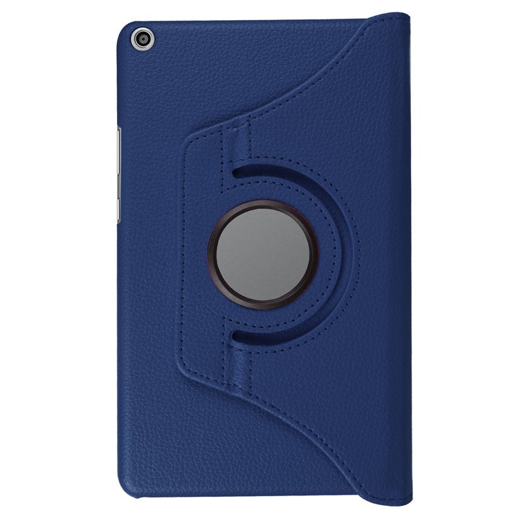 Litchi Skin Leather Tablet Case with 360 Degree Rotary Stand for Huawei MediaPad T3 8.0 - Dark Blue