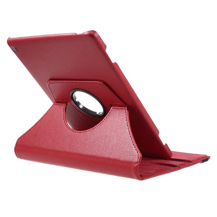 Litchi Texture 360° Swivel Leather Stand Cover for Huawei MediaPad M3 Lite 10 (10.1 Inch) - Red