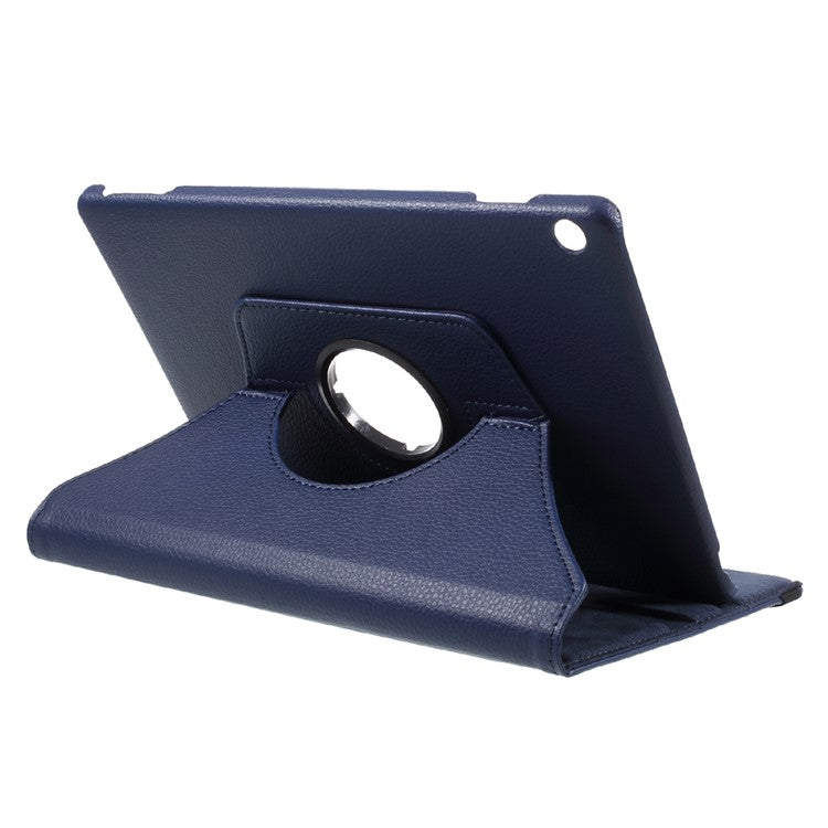 Rotary Stand Leather Tablet Cover with Lychee Texture for Huawei MediaPad M3 Lite 10 (10.1 Inch) - Dark Blue