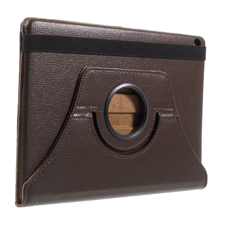 For Huawei MediaPad M3 Lite 10 (10.1 Inch) Leather Rotary Stand Cover Case with Litchi Grain - Brown