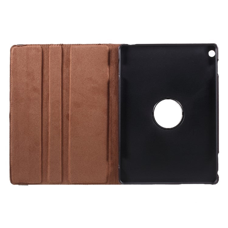 For Huawei MediaPad M3 Lite 10 (10.1 Inch) Leather Rotary Stand Cover Case with Litchi Grain - Brown