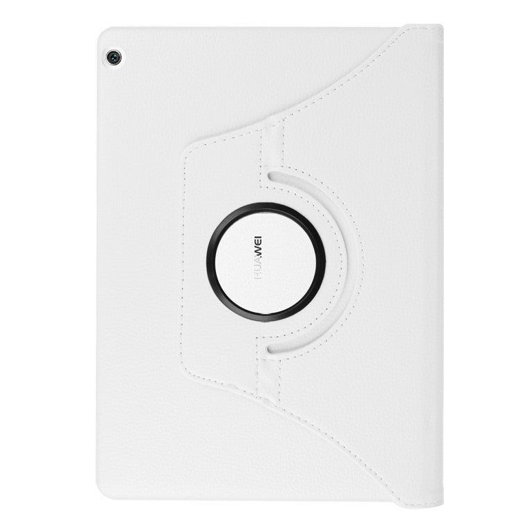 Litchi Skin Smart PU Leather Rotary Stand Folio Case with Elastic Band for Huawei MediaPad M3 Lite 10 - White