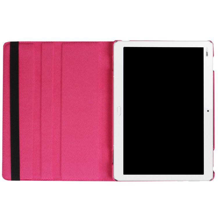 Litchi Texture Smart PU Leather Rotary Stand Flip Case with Elastic Band for Huawei MediaPad M3 Lite 10 - Rose