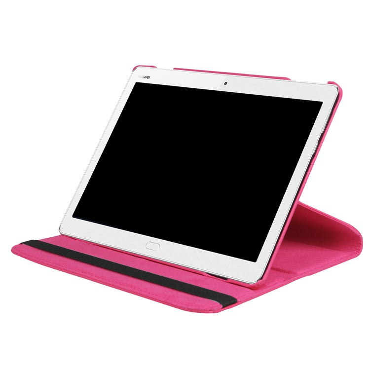 Litchi Texture Smart PU Leather Rotary Stand Flip Case with Elastic Band for Huawei MediaPad M3 Lite 10 - Rose