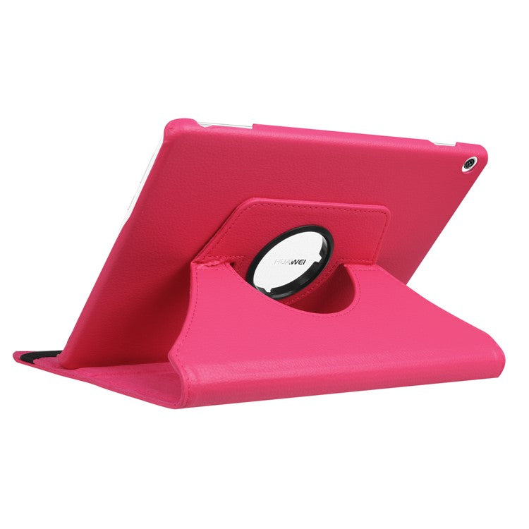 Litchi Texture Smart PU Leather Rotary Stand Flip Case with Elastic Band for Huawei MediaPad M3 Lite 10 - Rose