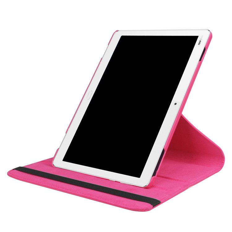 Litchi Texture Smart PU Leather Rotary Stand Flip Case with Elastic Band for Huawei MediaPad M3 Lite 10 - Rose