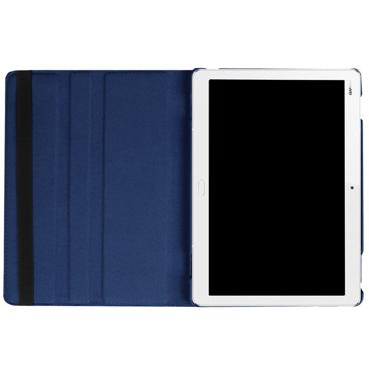 For Huawei MediaPad M3 Lite 10 Litchi Smart PU Leather Rotary Stand Protective Cover with Elastic Band - Dark Blue