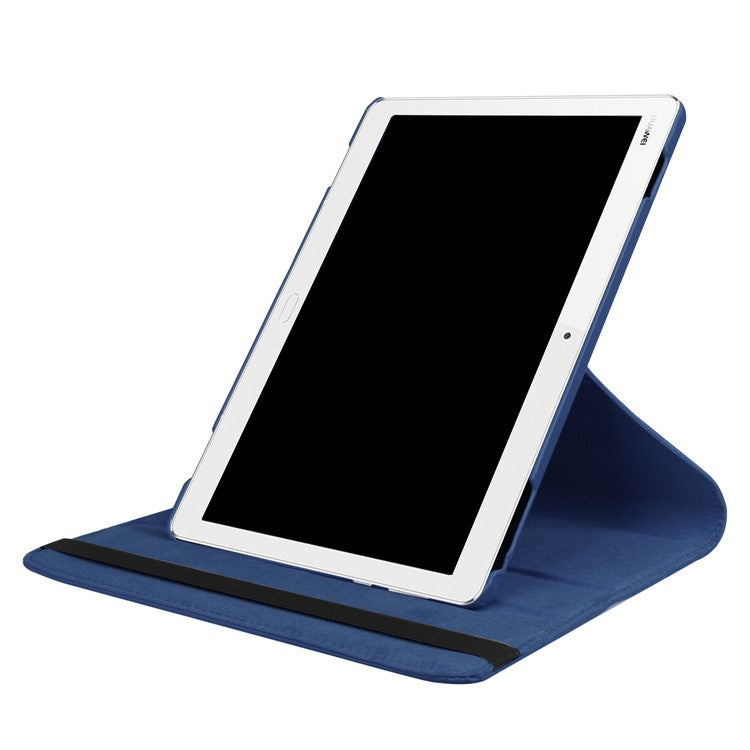 For Huawei MediaPad M3 Lite 10 Litchi Smart PU Leather Rotary Stand Protective Cover with Elastic Band - Dark Blue