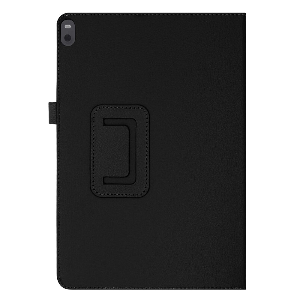Anti-scratch Shockproof Litchi Texture Leather Stand Protective Phone Case Cover for Lenovo Tab M10 TB-X605F - Black