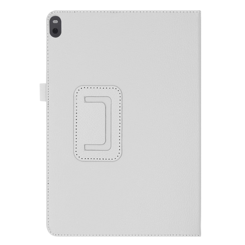 Anti-scratch Shockproof Litchi Texture Leather Stand Protective Phone Case Cover for Lenovo Tab M10 TB-X605F - White