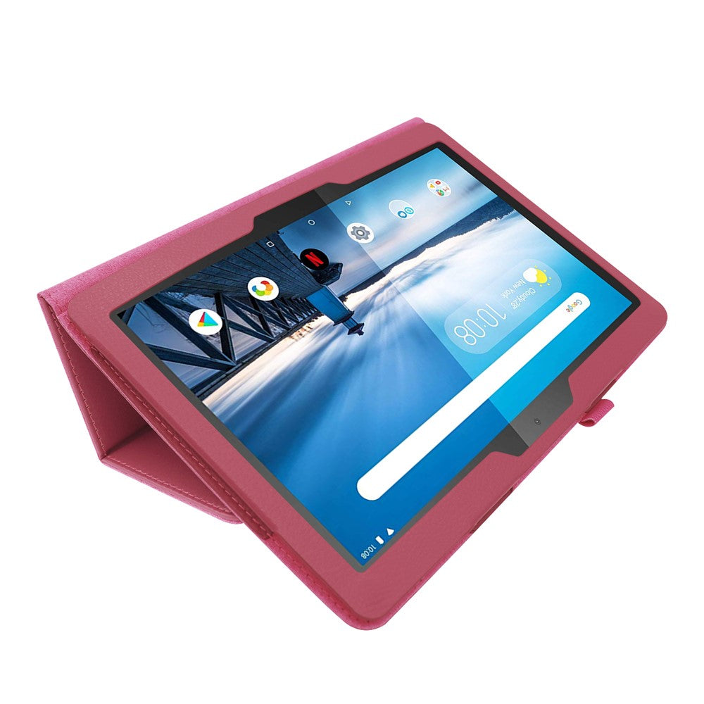 Anti-scratch Shockproof Litchi Texture Leather Stand Protective Phone Case Cover for Lenovo Tab M10 TB-X605F - Rose