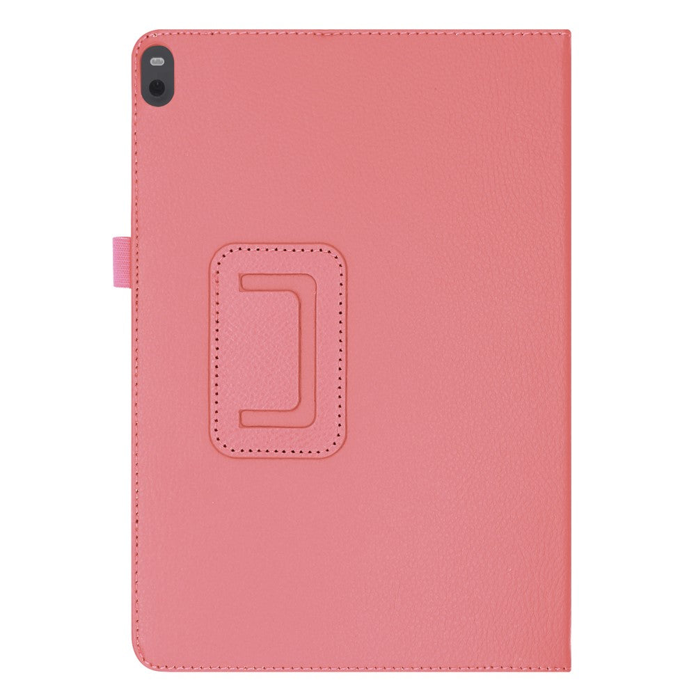 Anti-scratch Shockproof Litchi Texture Leather Stand Protective Phone Case Cover for Lenovo Tab M10 TB-X605F - Pink