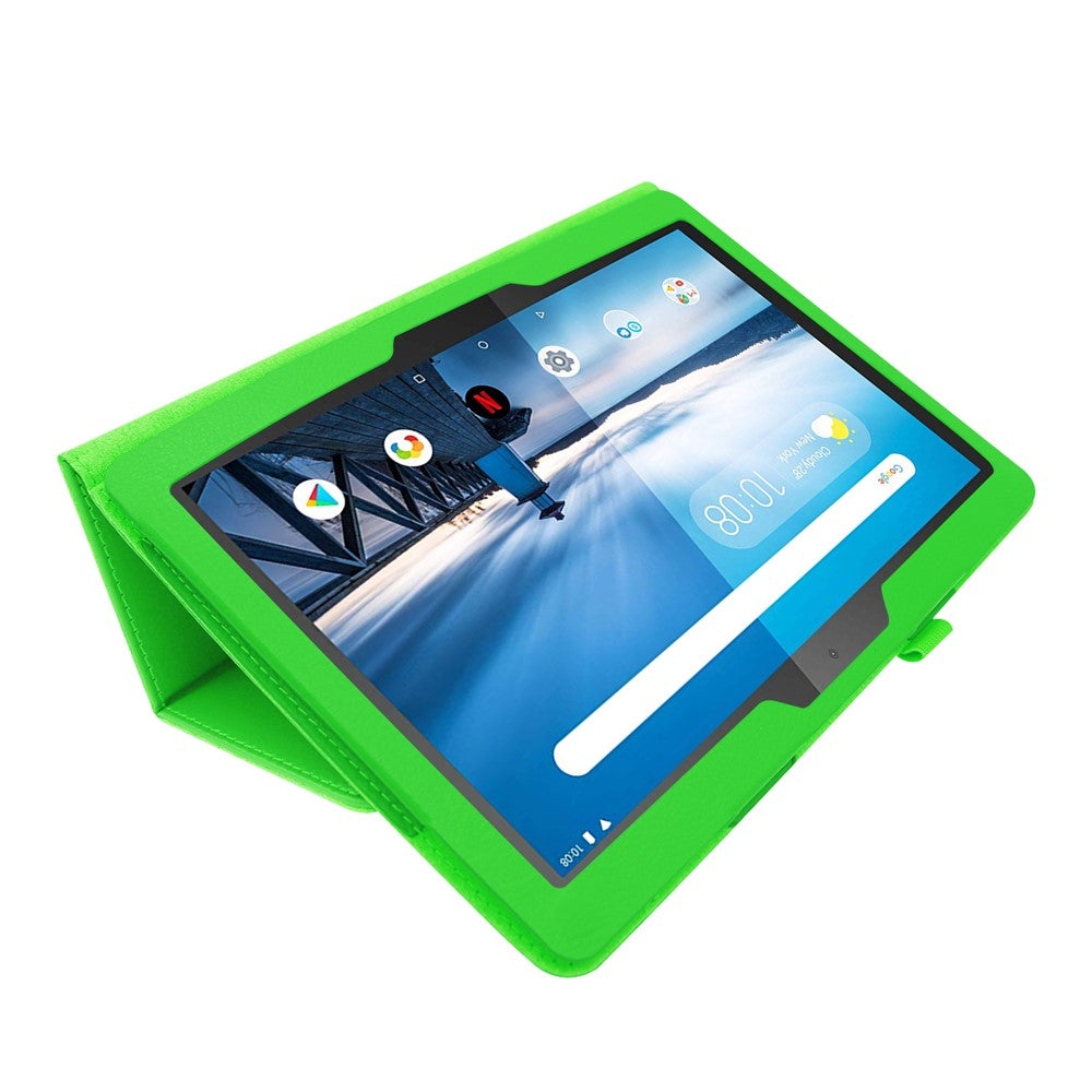 Anti-scratch Shockproof Litchi Texture Leather Stand Protective Phone Case Cover for Lenovo Tab M10 TB-X605F - Green