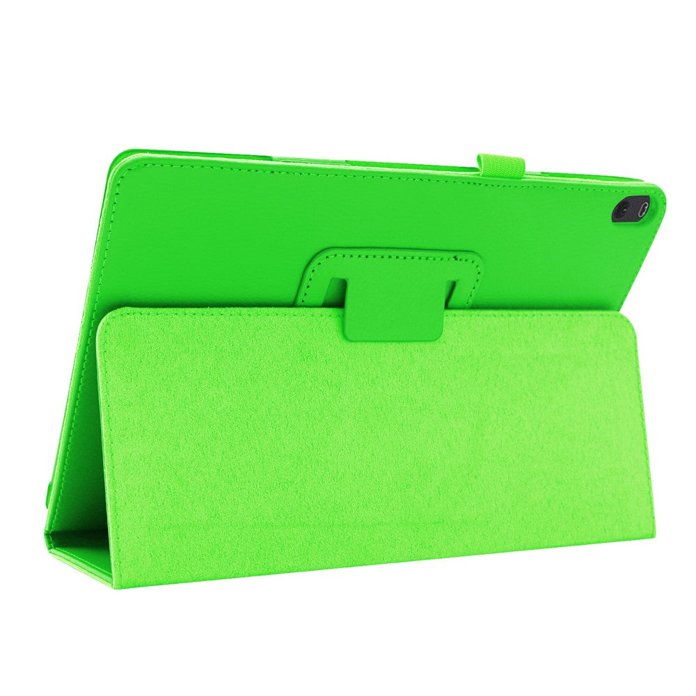 Anti-scratch Shockproof Litchi Texture Leather Stand Protective Phone Case Cover for Lenovo Tab M10 TB-X605F - Green