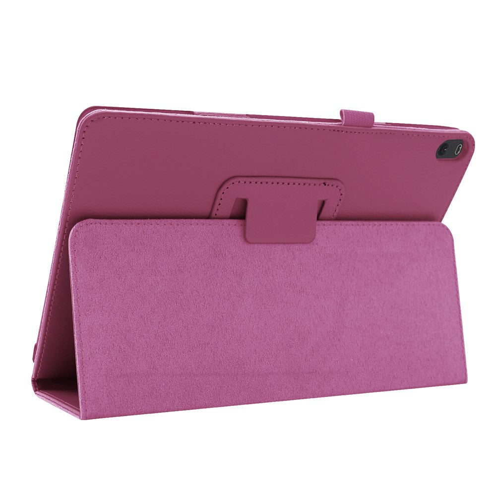 Anti-scratch Shockproof Litchi Texture Leather Stand Protective Phone Case Cover for Lenovo Tab M10 TB-X605F - Purple