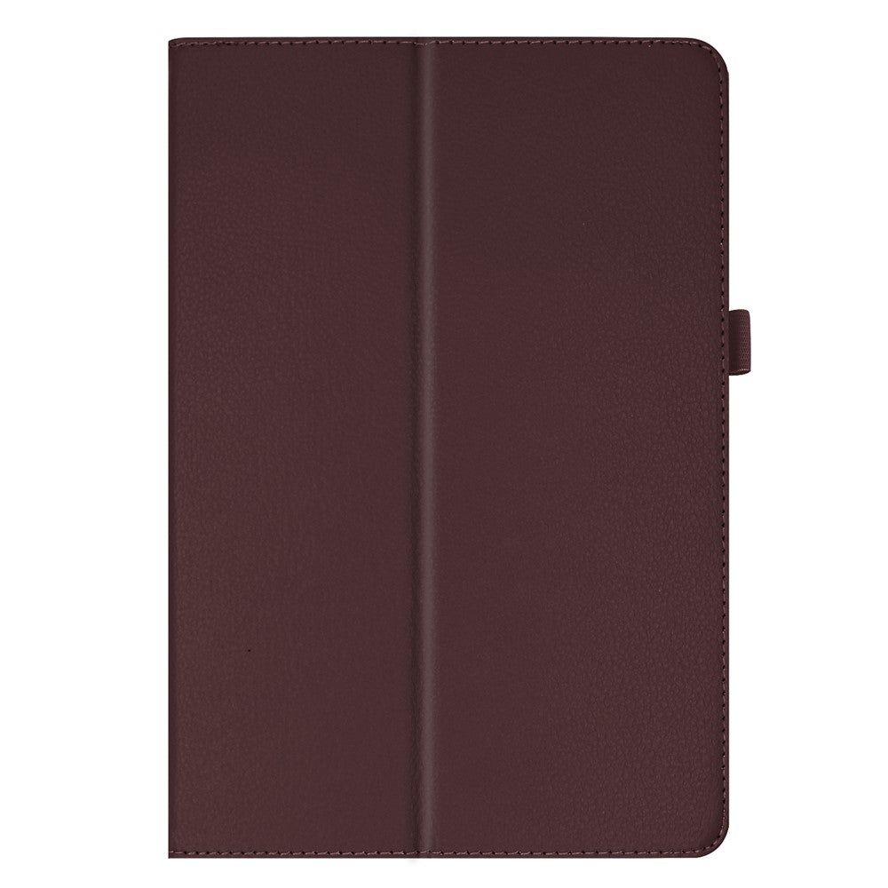 Anti-scratch Shockproof Litchi Texture Leather Stand Protective Phone Case Cover for Lenovo Tab M10 TB-X605F - Coffee