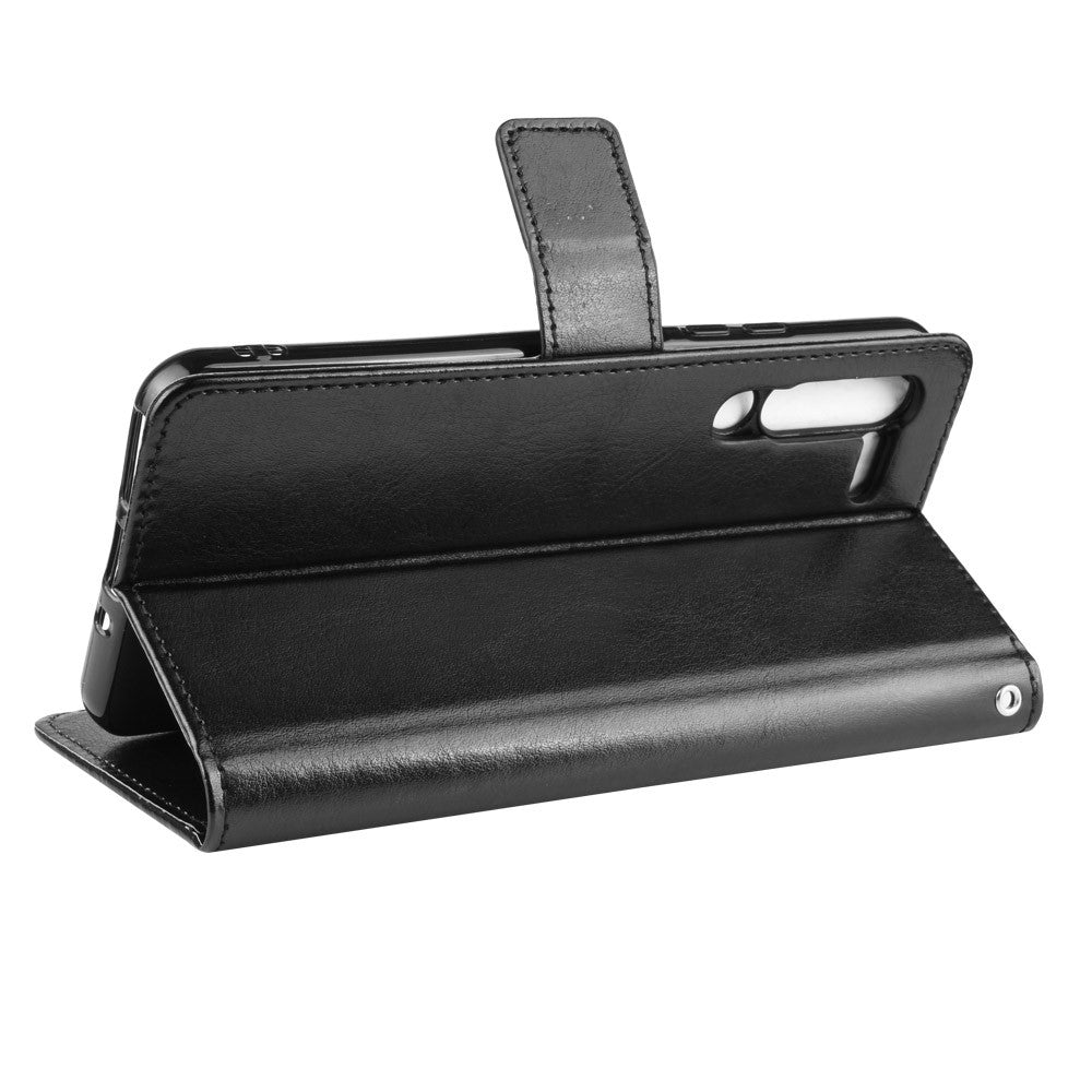 Leather Stand Wallet Phone Case for Lenovo Z6 Pro - Black