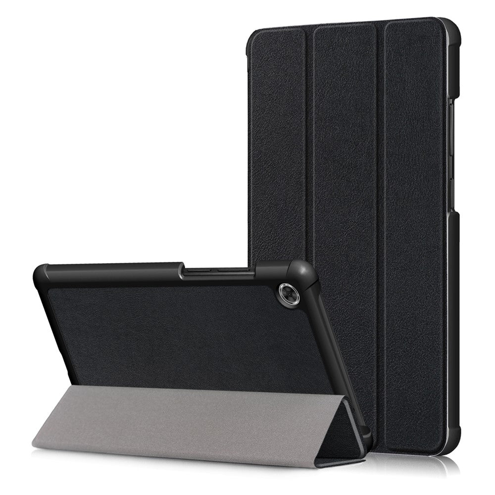 For Lenovo Tab M7 (2nd Gen) TB-7305F / (3rd Gen) PU Leather Tablet Case Tri-fold Stand Scratch Resistant Flip Cover - Black