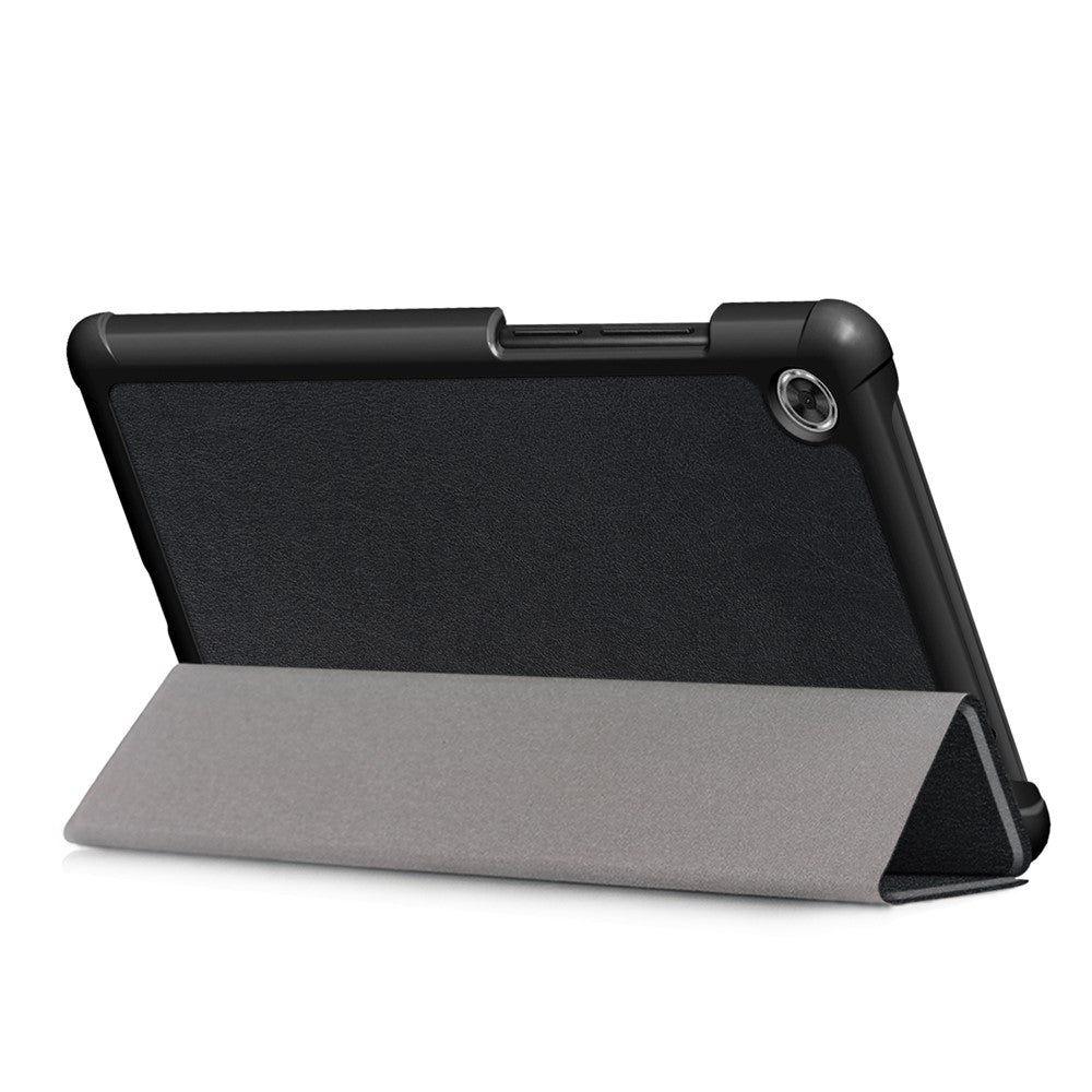 For Lenovo Tab M7 (2nd Gen) TB-7305F / (3rd Gen) PU Leather Tablet Case Tri-fold Stand Scratch Resistant Flip Cover - Black