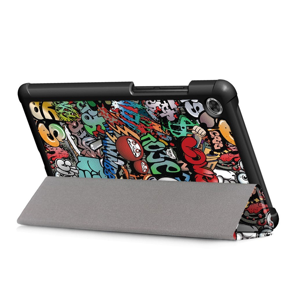 Patterned Tri-fold Stand Leather Smart Protective Tablet Case for Lenovo Tab M7 (2nd Gen) TB-7305F / (3rd Gen) - Cartoon Pattern