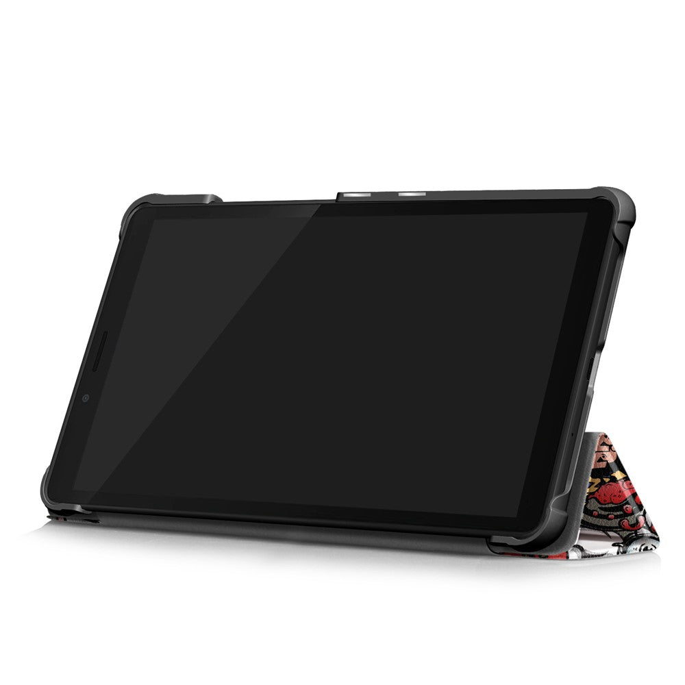 Patterned Tri-fold Stand Leather Smart Protective Tablet Case for Lenovo Tab M7 (2nd Gen) TB-7305F / (3rd Gen) - Cartoon Pattern