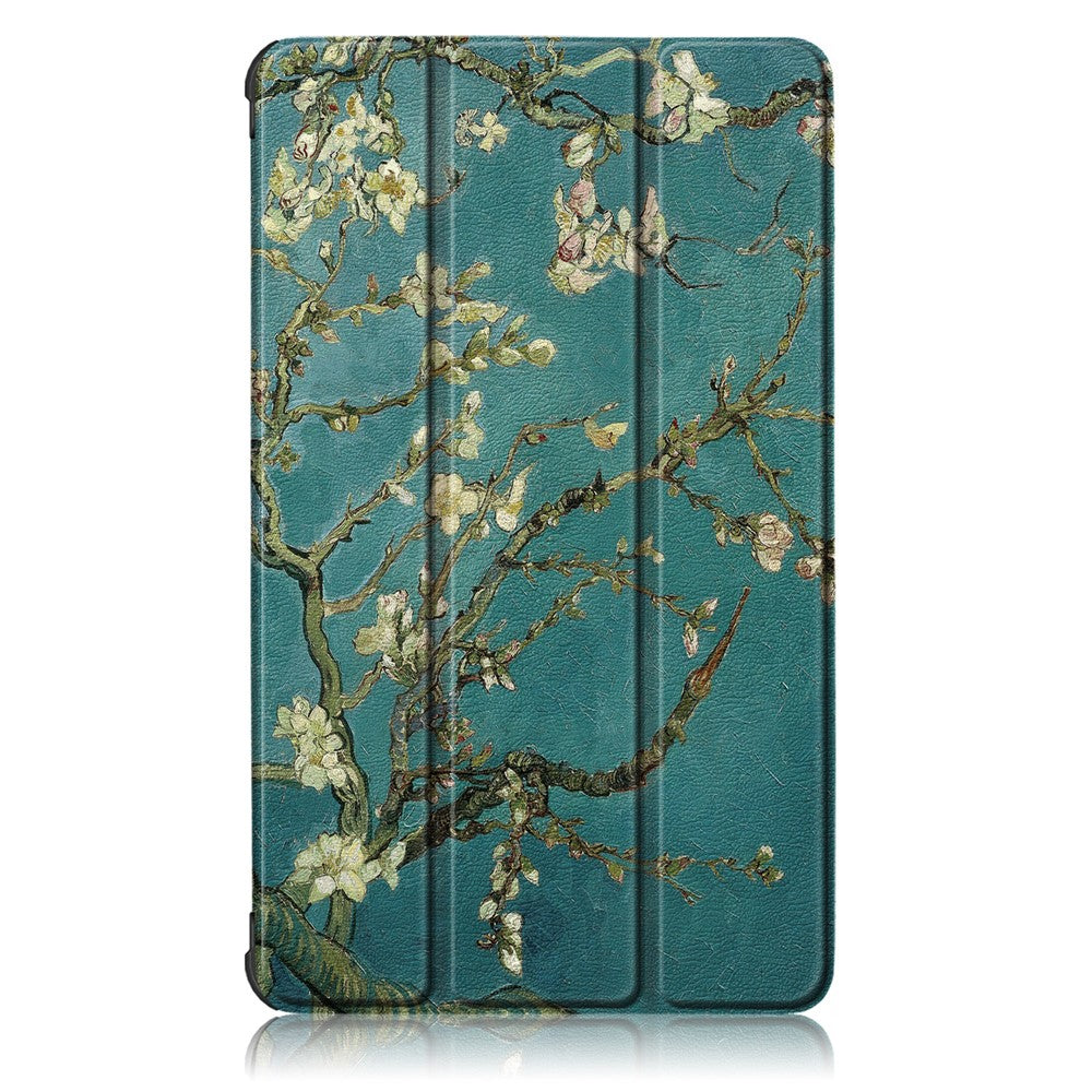 Patterned Tri-fold Stand Leather Smart Protective Tablet Case for Lenovo Tab M7 (2nd Gen) TB-7305F / (3rd Gen) - Almond Tree in Blossom