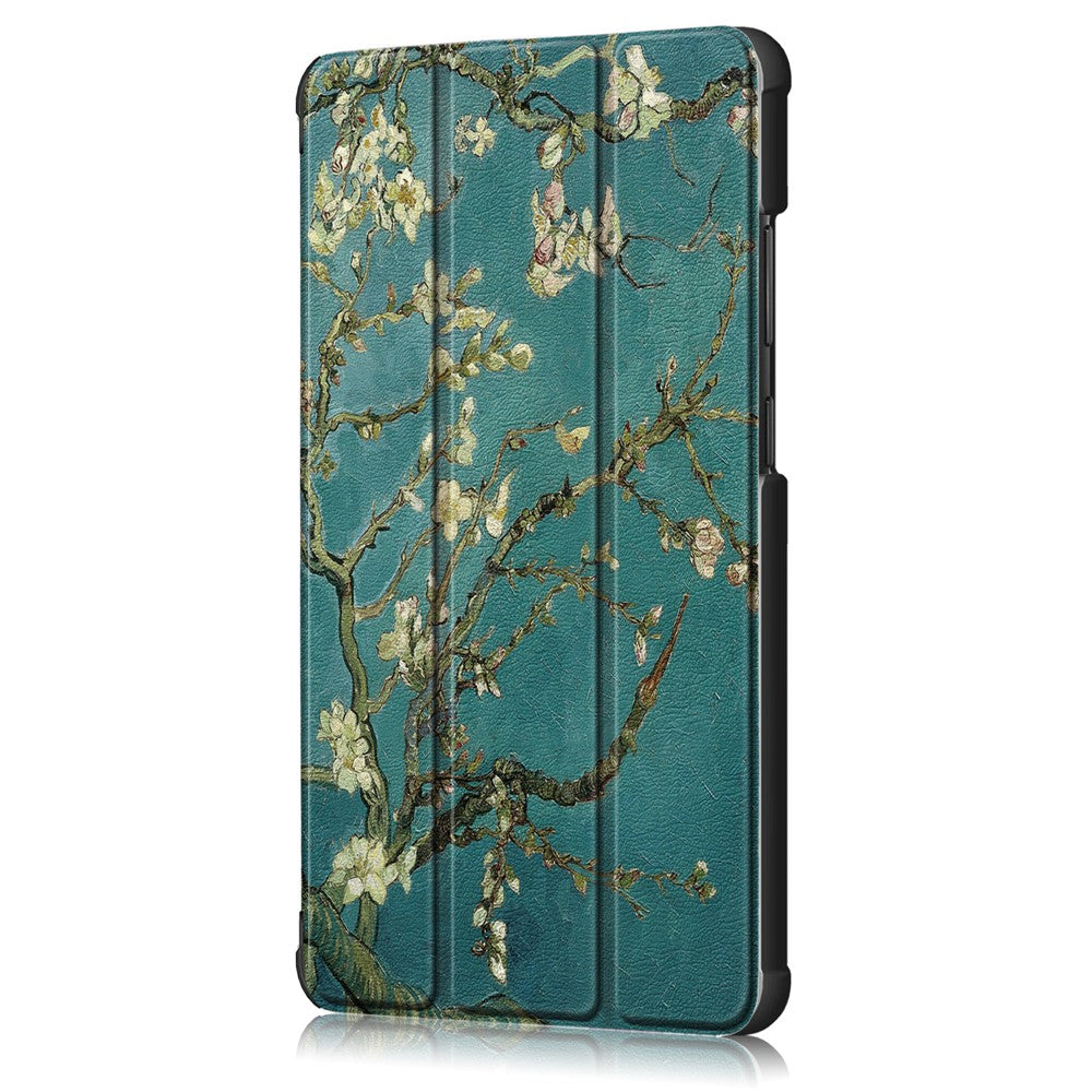 Patterned Tri-fold Stand Leather Smart Protective Tablet Case for Lenovo Tab M7 (2nd Gen) TB-7305F / (3rd Gen) - Almond Tree in Blossom