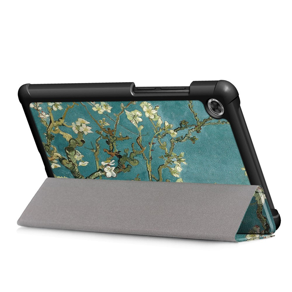 Patterned Tri-fold Stand Leather Smart Protective Tablet Case for Lenovo Tab M7 (2nd Gen) TB-7305F / (3rd Gen) - Almond Tree in Blossom