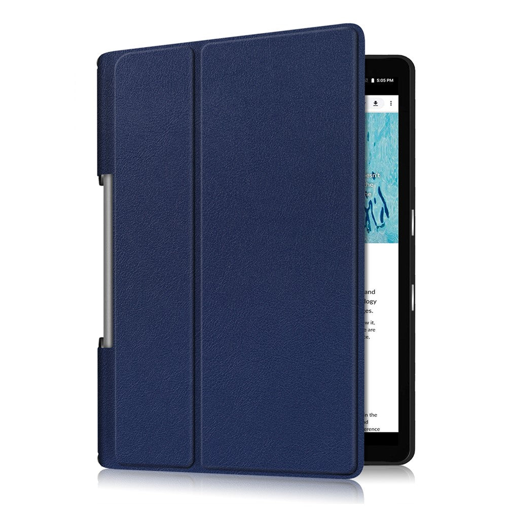 For Lenovo Yoga Smart Tab YT-X705 Tri-fold Stand Leather Protective Tablet Cover Case - Blue