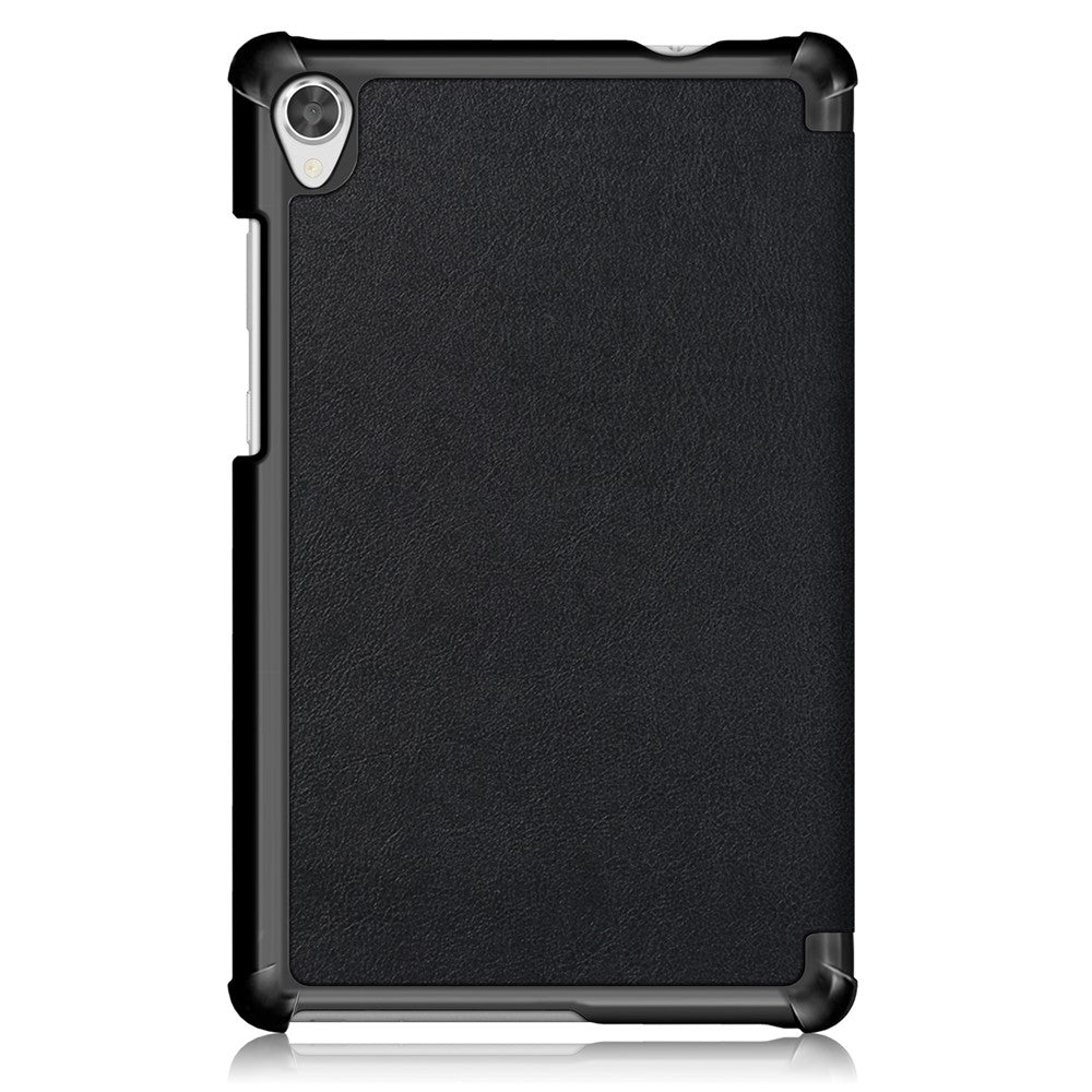 Litch Skin PU Leather Tri-fold Stand Tablet Case for Lenovo Tab M8 TB-8505 - Black
