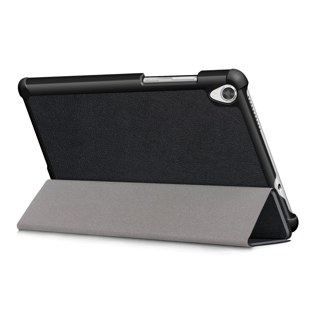 Litch Skin PU Leather Tri-fold Stand Tablet Case for Lenovo Tab M8 TB-8505 - Black