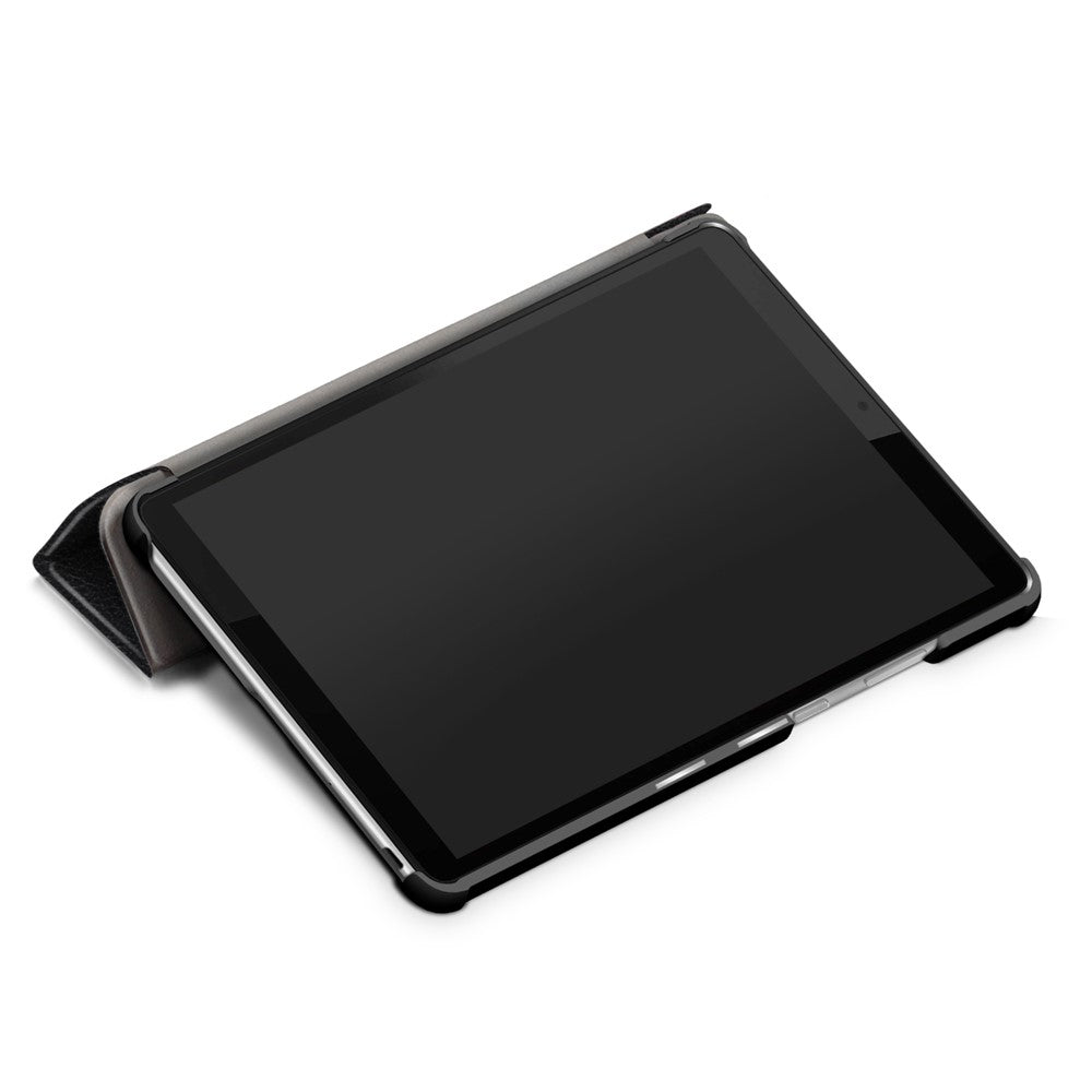 Litch Skin PU Leather Tri-fold Stand Tablet Case for Lenovo Tab M8 TB-8505 - Black