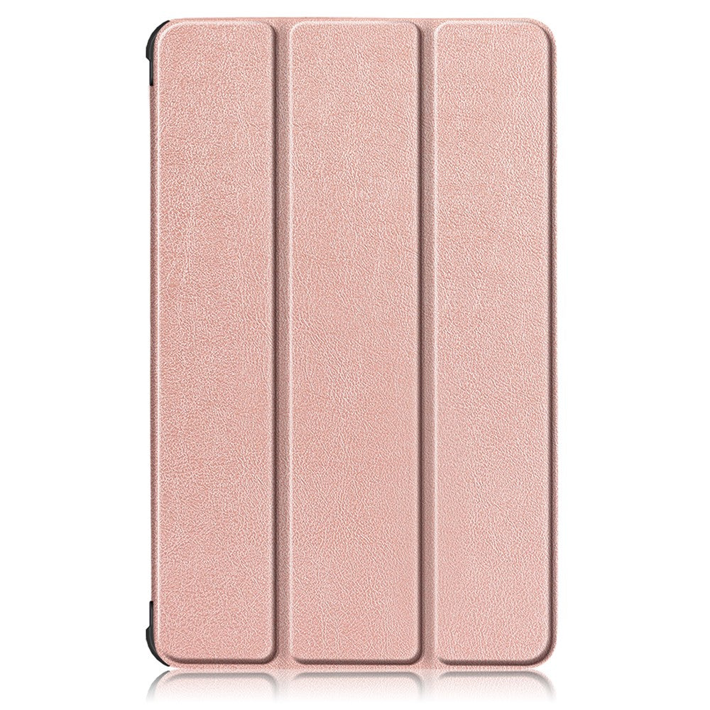 Litch Skin PU Leather Tri-fold Stand Tablet Case for Lenovo Tab M8 TB-8505 - Rose Gold